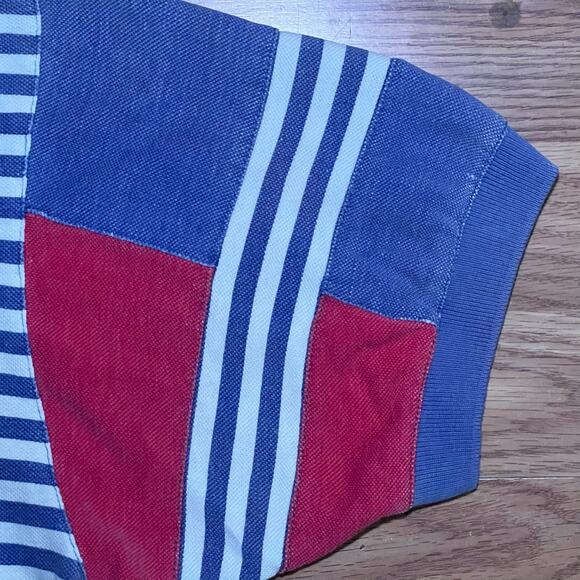 Vintage Rugby Polo Men’s L | 90s Red Blue Stripe Coastal Grandpa Retro Prep - Picture 7 of 8